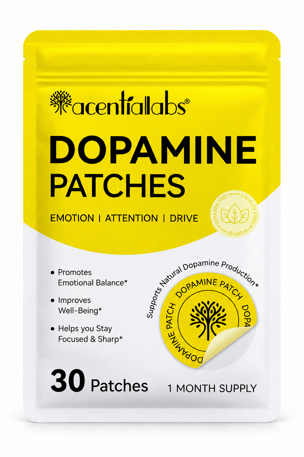 Acential Labs Dopamine Patches, verpakking met 30 patches